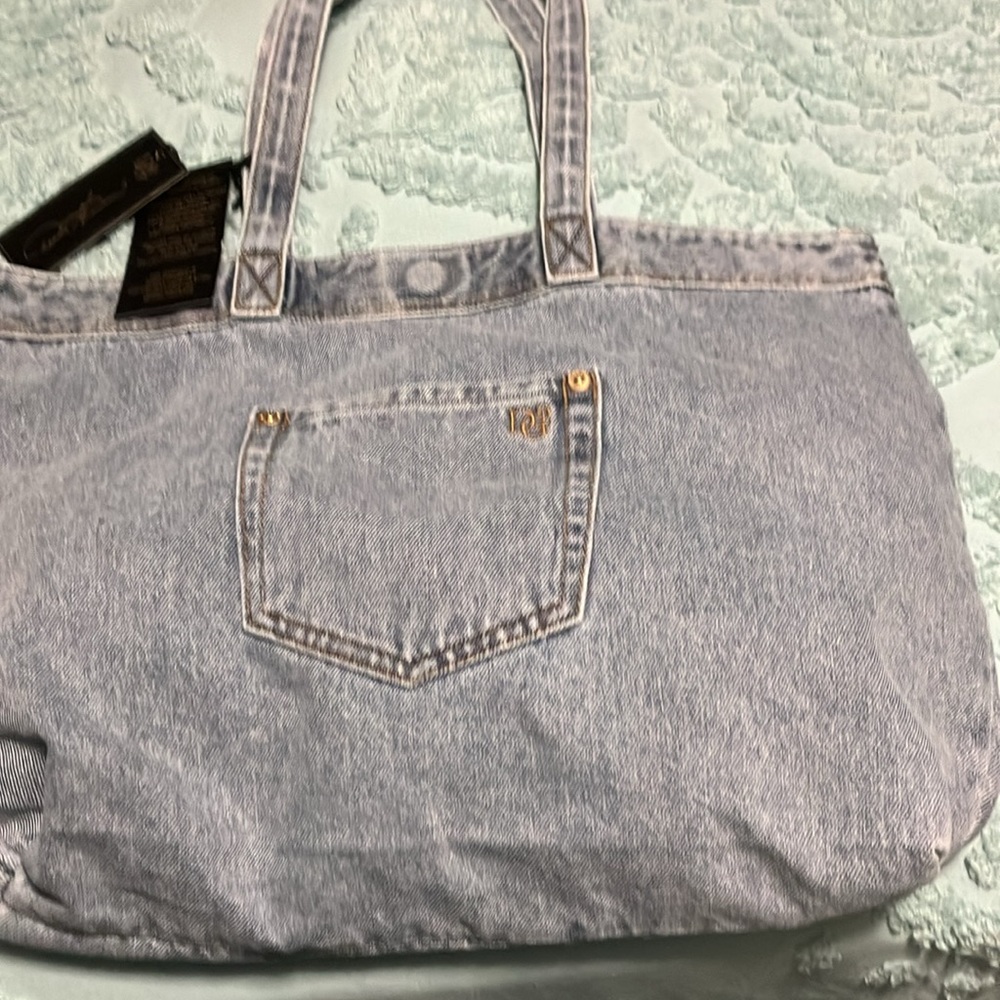 COPY - Exclusive DG2 Diane Gilman, embroidered Shamay horse denim tote bag - Picture 5 of 6
